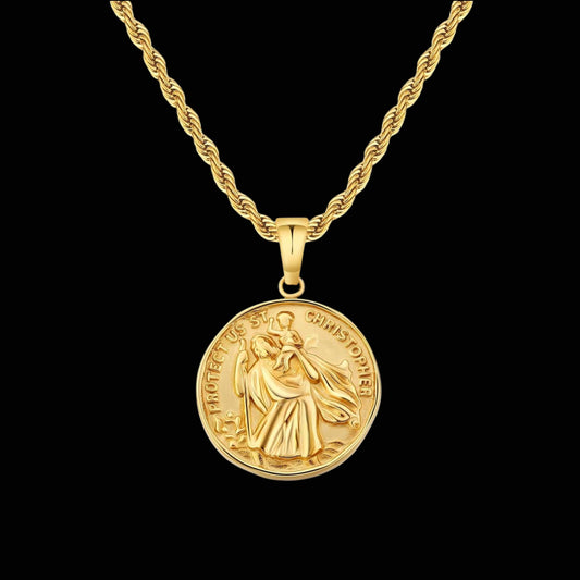 St Christopher Gold Coin Pendant
