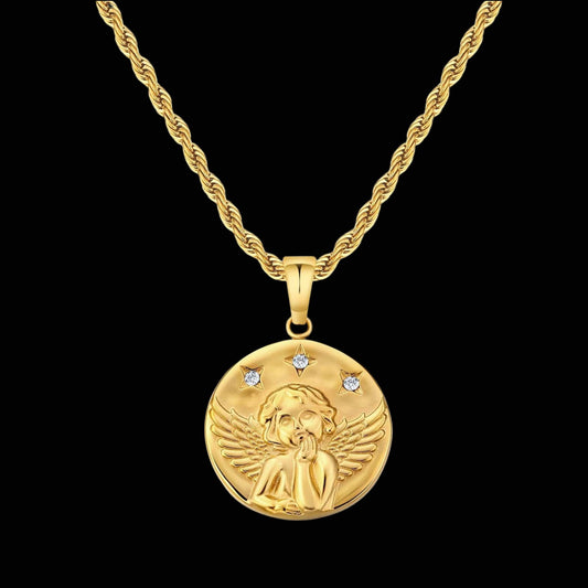 Angle Gold Coin Pendant