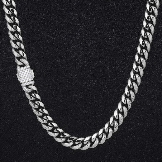 Cuban Link Iced Clasp Chain 12mm