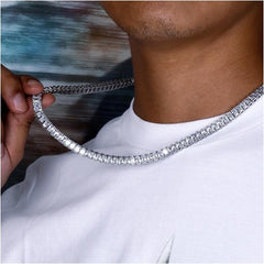 Baguette Cut Necklace White Gold (6mm)