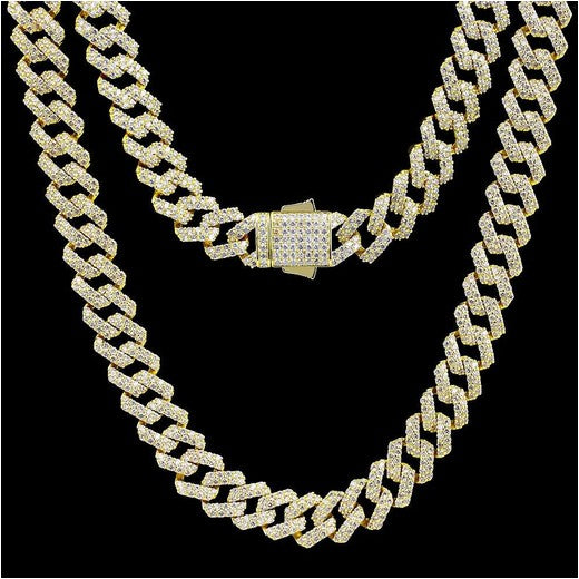 Diamond Prong Link Chain 12mm