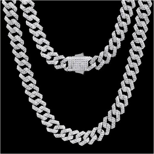 Diamond Prong Chain White Gold 12mm