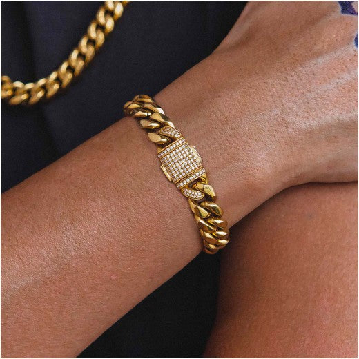 Cuban Link Bracelet Iced Clasp (12mm)