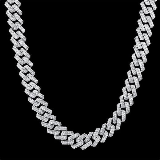 Diamond Prong Chain White Gold 15mm