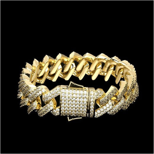 Diamond Prong Link Bracelet 15mm