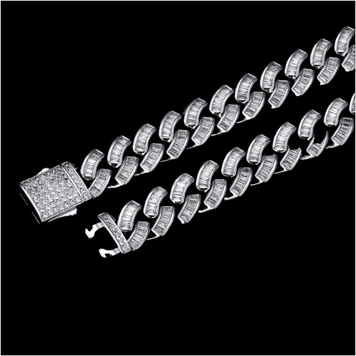 Diamond Baguette Cuban Link Chain (12mm)