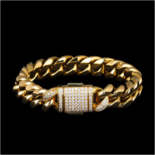 Cuban Link Bracelet Iced Clasp (12mm)