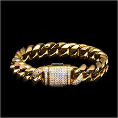 Cuban Link Bracelet Iced Clasp (12mm)