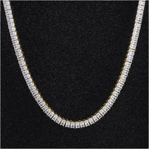 Gold Baguette Cut Necklace Gold (6mm)