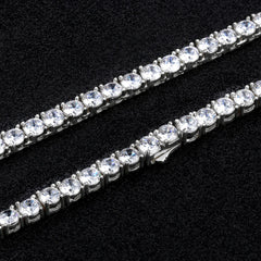 Tennis Necklace Bracelet White Gold Set - 5mm