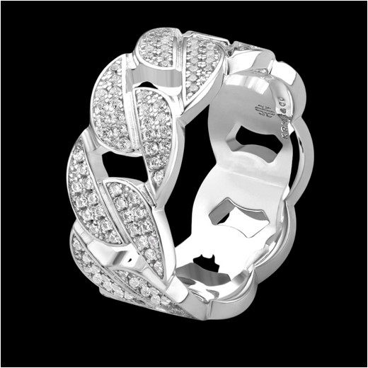 Cuban Link Ring White Gold