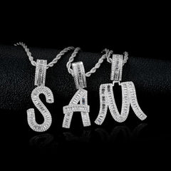 Iced Baguette Letters Pendant-krkcom