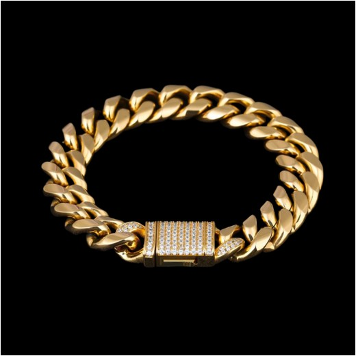 Cuban Link Bracelet Iced Clasp (12mm)