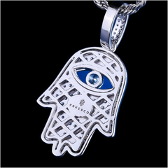 Hamsa Hand Pendant White Gold