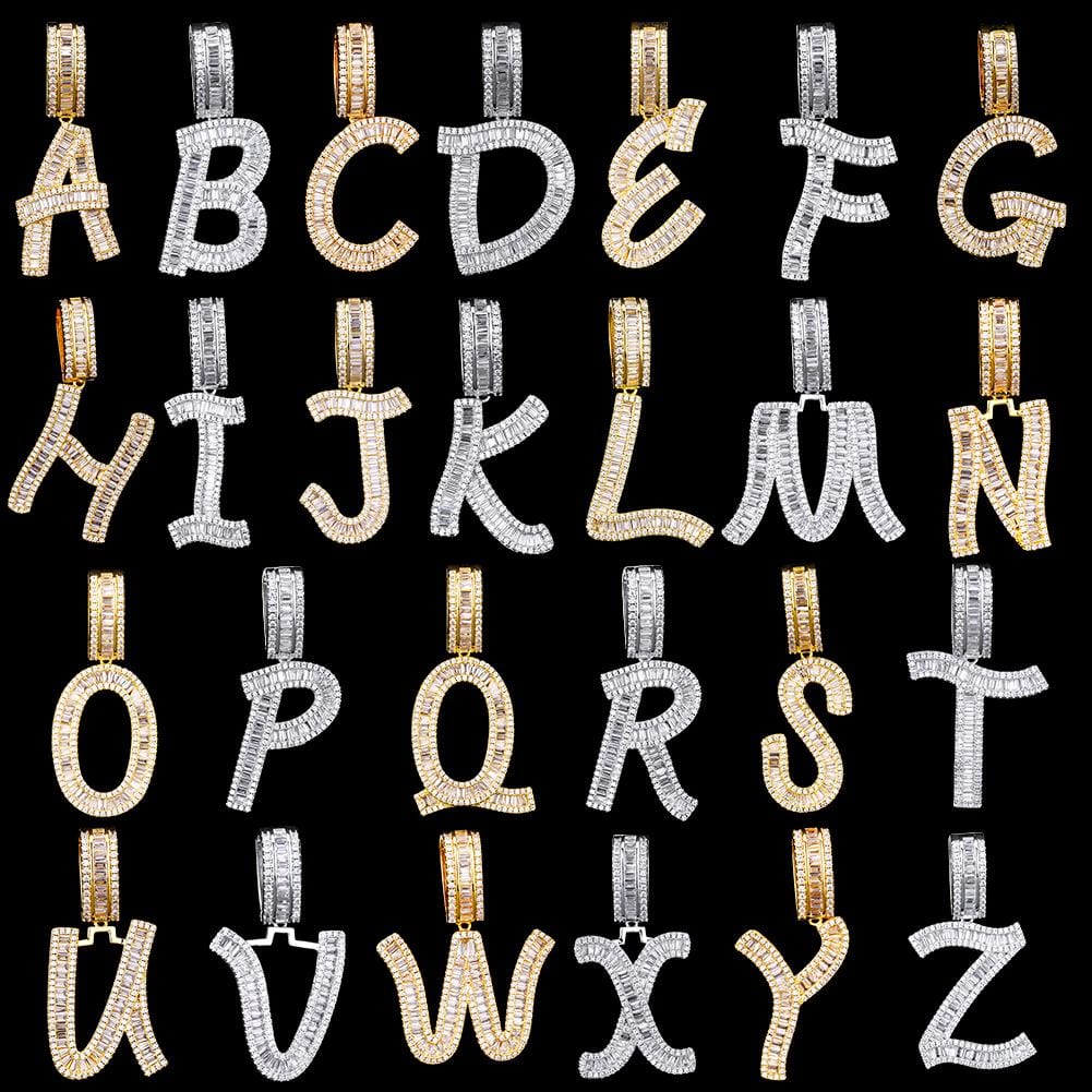 Iced Baguette Letters Pendant-krkcom