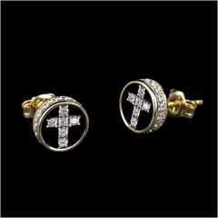 Circle Cross Stud Earrings