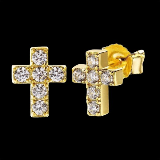 Diamond Cross Stud Earrings