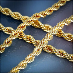 KRKC 6mm Iced Out Clasp Mens Rope Chain and Bracelet Set in 14K Gold