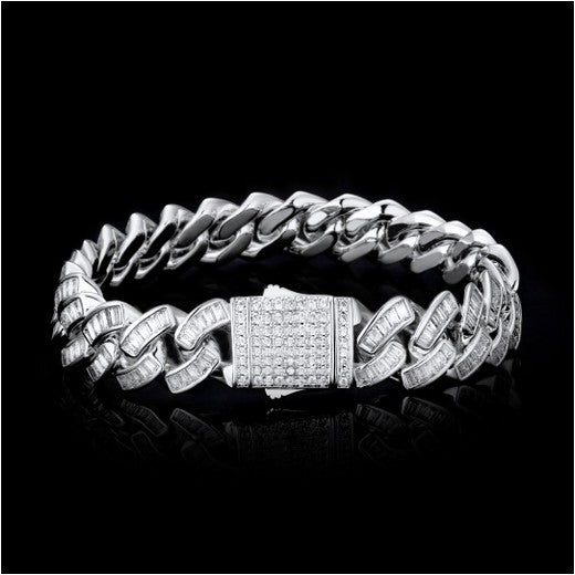 Iced Out White Gold Cuban Link Bracelet 12mm