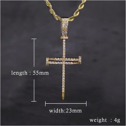 Diamond Nail Cross Pendant