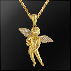 Icy Cupid With Rope Chain