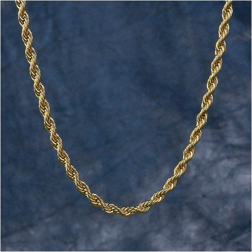 KRKC 6mm Iced Out Clasp Mens Rope Chain and Bracelet Set in 14K Gold