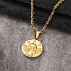 Angle Gold Coin Pendant