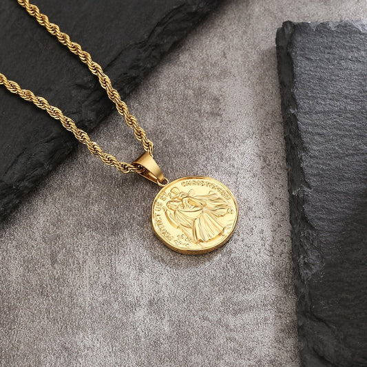 St Christopher Gold Coin Pendant