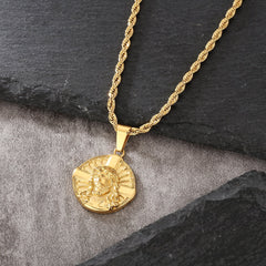 Jesus on Cross Gold Coin Pendant