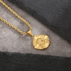 Jesus on Cross Gold Coin Pendant