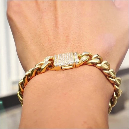 Cuban Link Bracelet Iced Clasp (12mm)