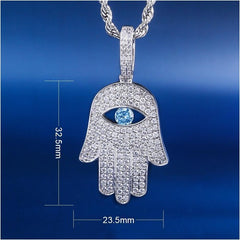 Hamsa Hand Pendant White Gold