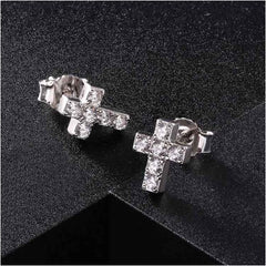 Diamond Cross Stud Earrings