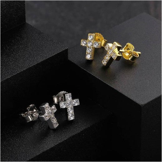 Diamond Cross Stud Earrings