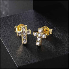 Diamond Cross Stud Earrings