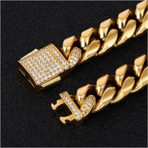 Cuban Link Iced Clasp Chain 12mm