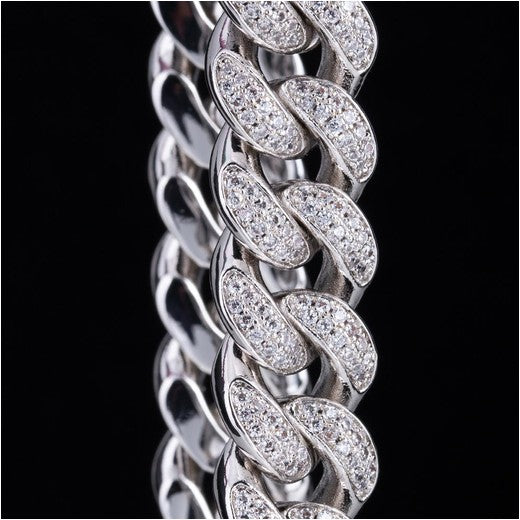 Iced Out White Gold Cuban Link Bracelet 12mm